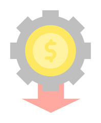 gear arrow dollar icon. Simple color elements of bankruptcy icons for ui and ux, website or mobile application on white background