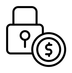 dollar coin lock icon. Simple line, outline elements of bankruptcy icons for ui and ux, website or mobile application on white background