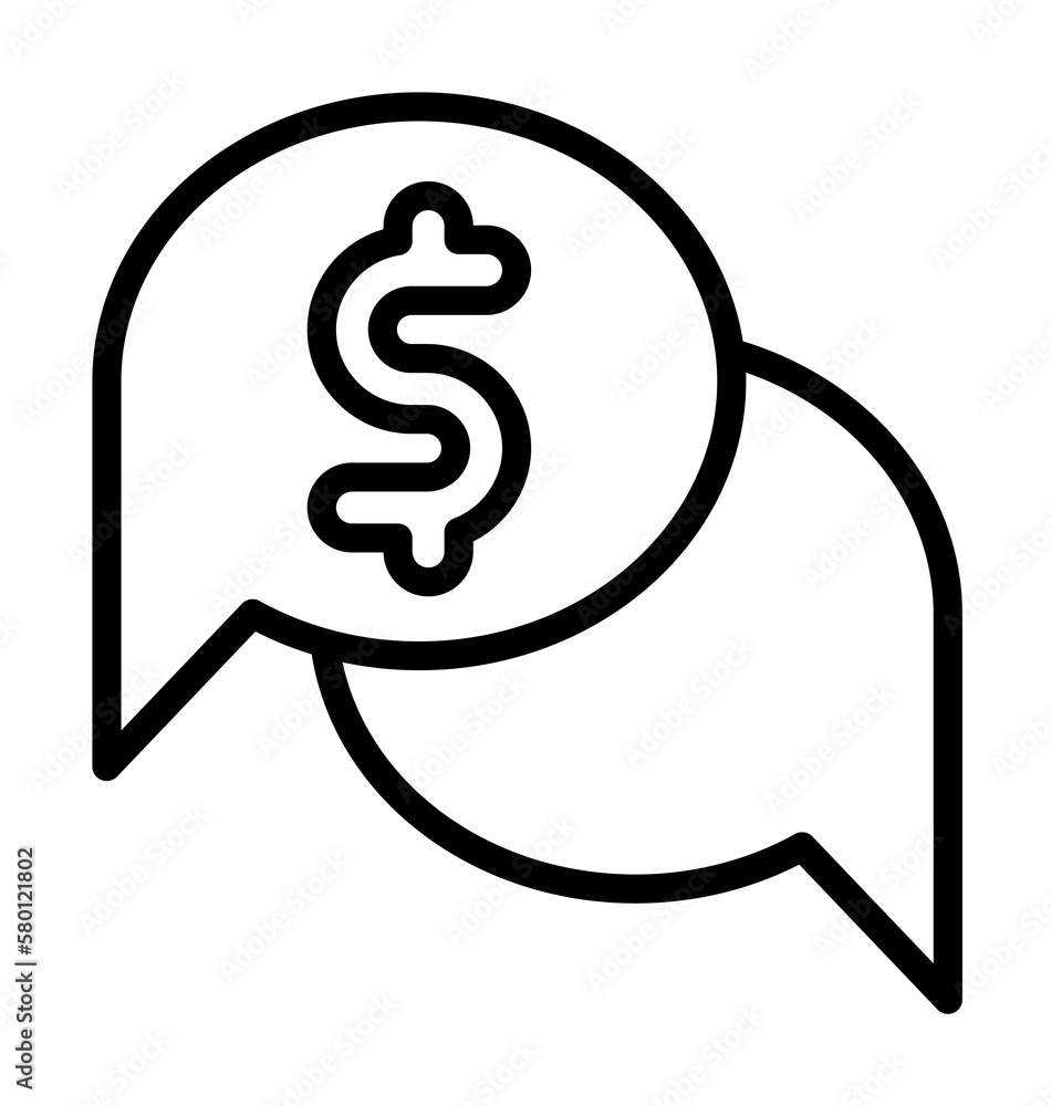 Poster chat dollar icon. simple line, outline elements of bankruptcy icons for ui and ux, website or mobile