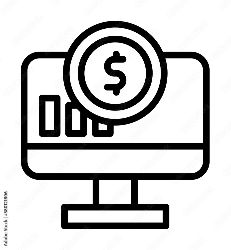 Poster dollar monitor icon. simple line, outline elements of bankruptcy icons for ui and ux, website or mob