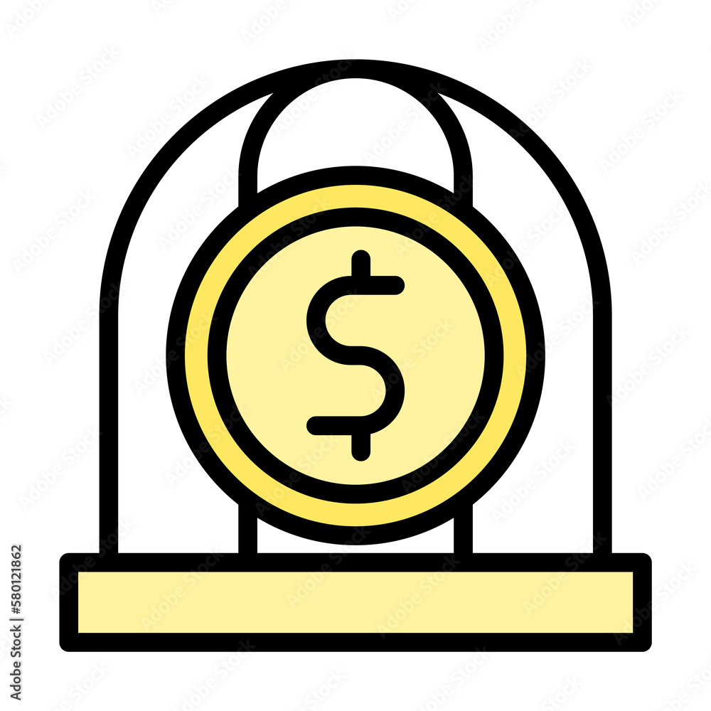 Aufkleber coin dollar cell icon. simple color with outline elements of bankruptcy icons for ui and ux, website