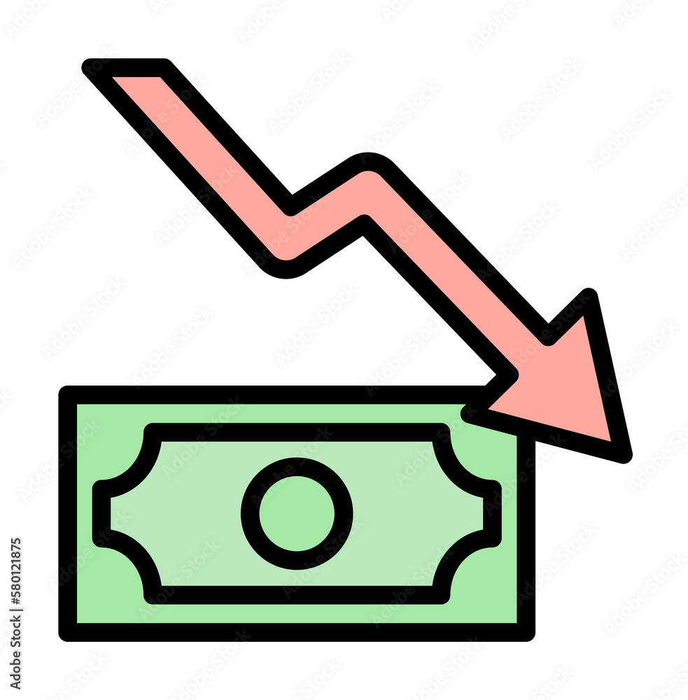 Poster money arrow chart icon. simple color with outline elements of bankruptcy icons for ui and ux, websit