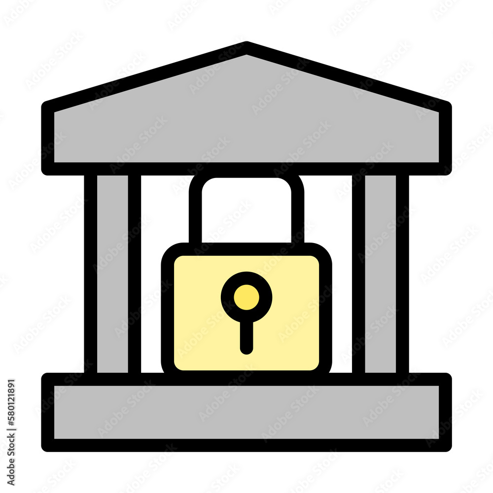 Poster bank lock icon. simple color with outline elements of bankruptcy icons for ui and ux, website or mob