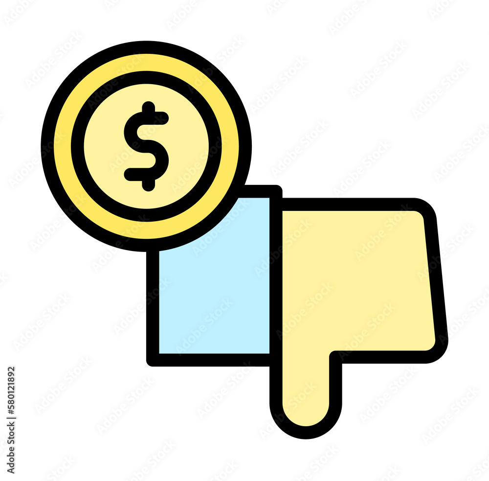 Aufkleber hand coin dislike dollar icon. simple color with outline elements of bankruptcy icons for ui and ux,