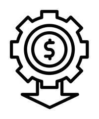 gear arrow dollar icon. Simple line, outline elements of bankruptcy icons for ui and ux, website or mobile application on white background