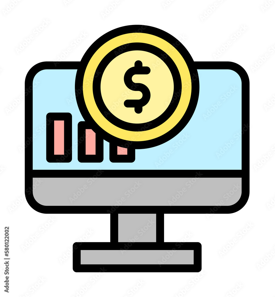 Poster dollar monitor icon. simple color with outline elements of bankruptcy icons for ui and ux, website o