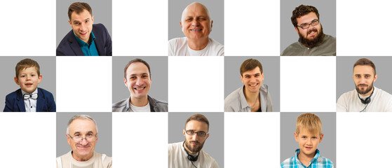 Fototapeta premium Diverse People Face Or Avatar Portrait Collage