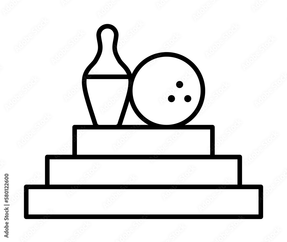 Poster trophy bowling icon. simple line, outline elements of prize icons for ui and ux, website or mobile a