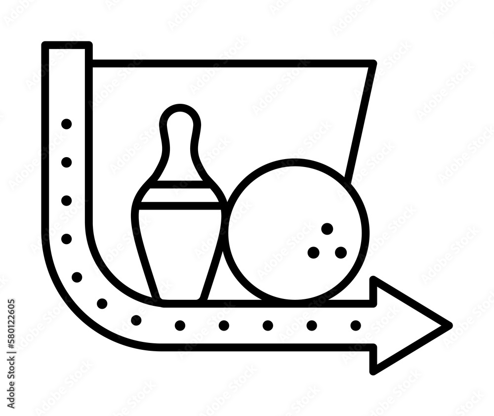Poster bowling pins ball icon. simple line, outline elements of prize icons for ui and ux, website or mobil