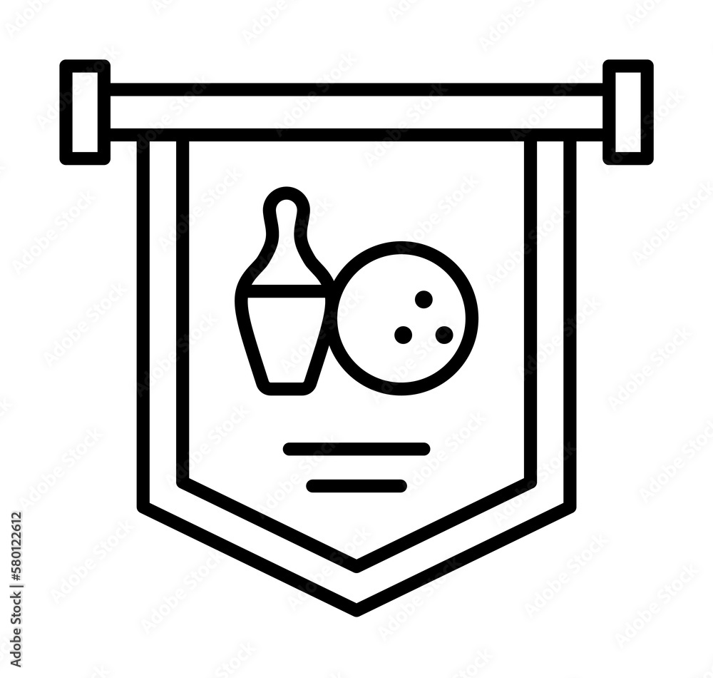 Poster banner bowling icon. simple line, outline elements of prize icons for ui and ux, website or mobile a