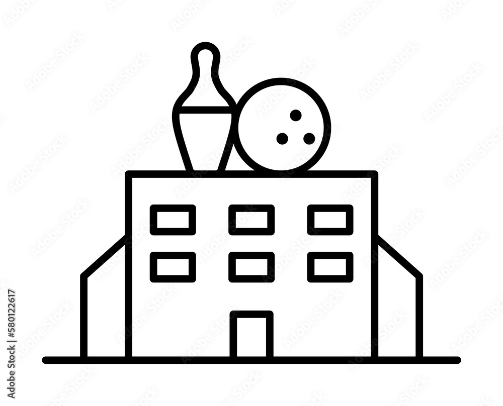 Poster bowling center building icon. simple line, outline elements of prize icons for ui and ux, website or
