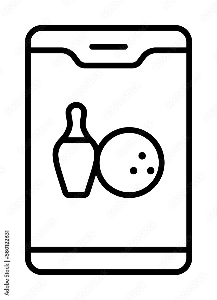 Aufkleber smartphone bowling pins icon. simple line, outline elements of prize icons for ui and ux, website or
