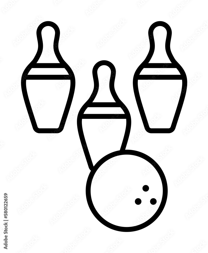 Poster bowling balls bowling pins icon. simple line, outline elements of prize icons for ui and ux, website