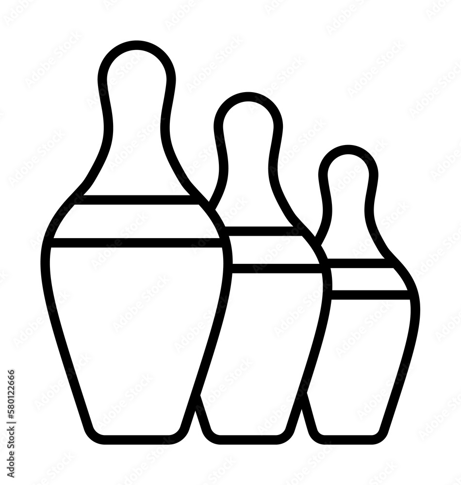 Poster bowling pins order icon. simple line, outline elements of prize icons for ui and ux, website or mobi