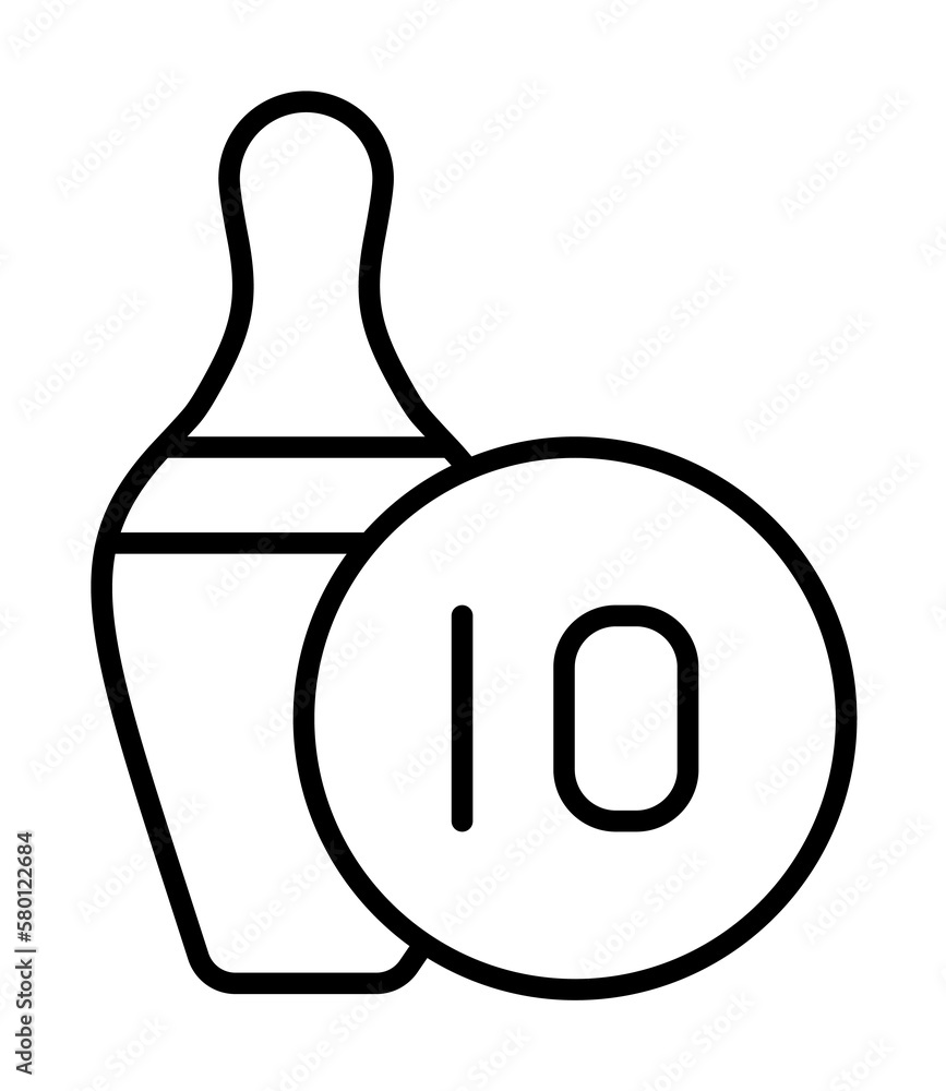 Poster bowling balls bowling pins 10 icon. simple line, outline elements of prize icons for ui and ux, webs