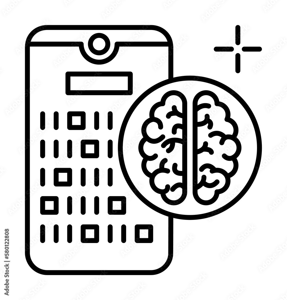 Poster smartphone brain code icon. element of brain concept on white background