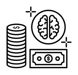 Brain money brain icon. Element of brain concept on white background