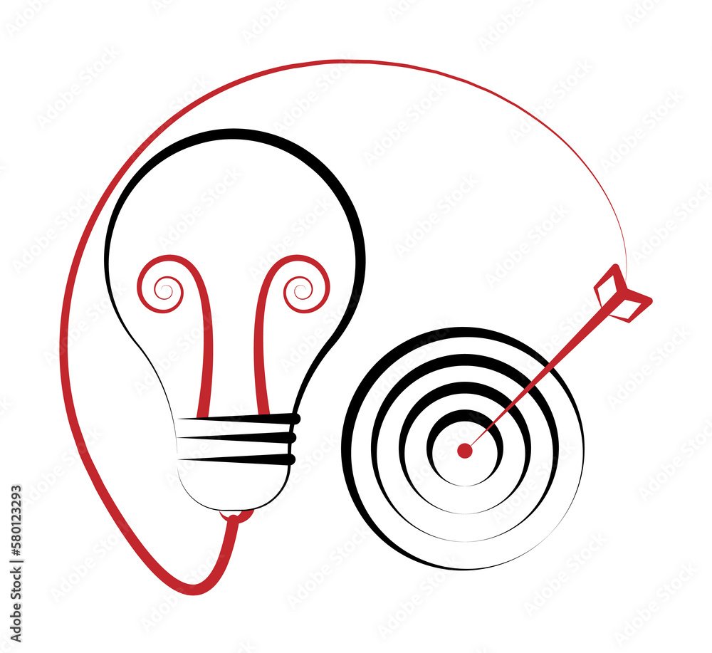 Poster goal in idea and target 2 colored line icon. simple colored element illustration. goal in idea and t