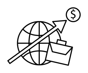 Dollar growth in business world icon. Element of business icon on white background