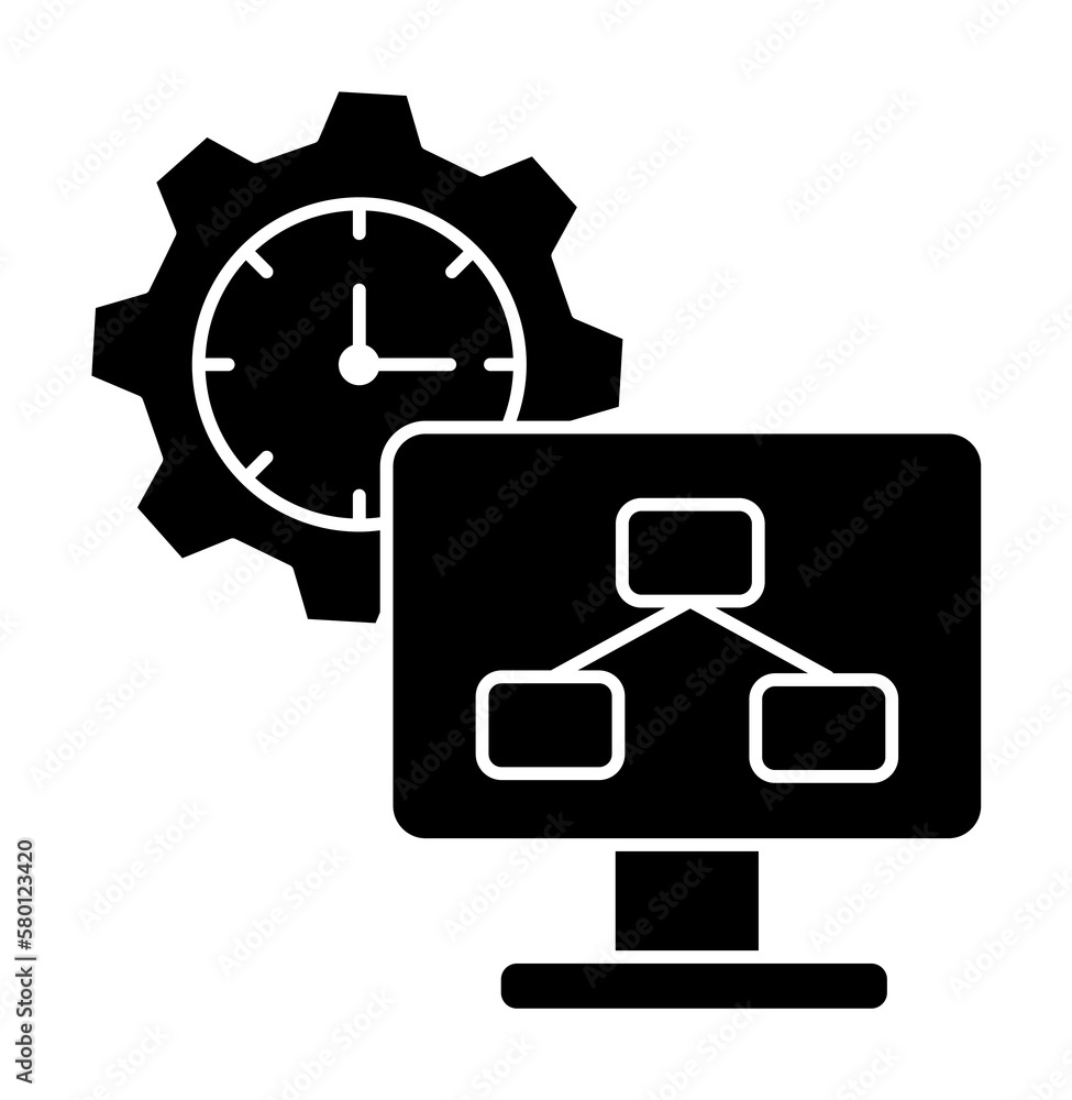 Poster computer work gear icon. simple business intention icons for ui and ux, website or mobile applicatio