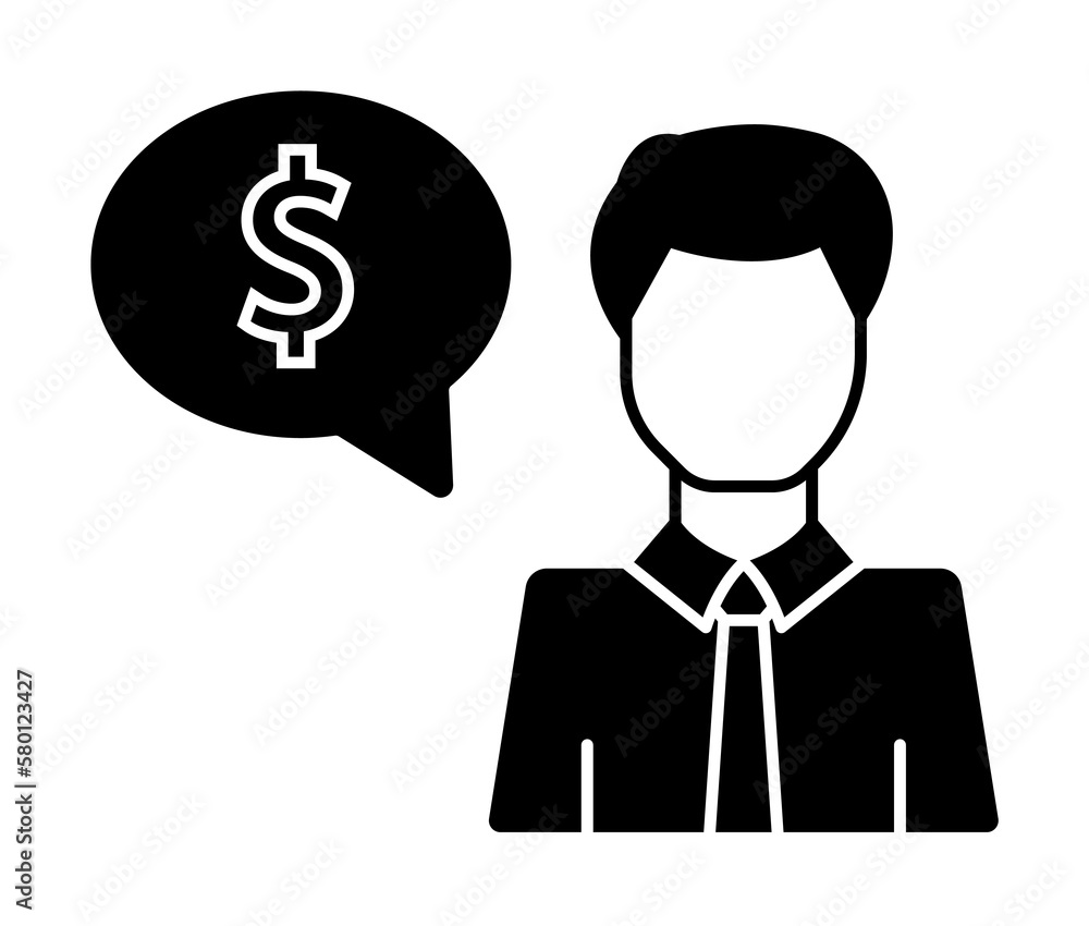 Poster dollar man work icon. simple business intention icons for ui and ux, website or mobile application o