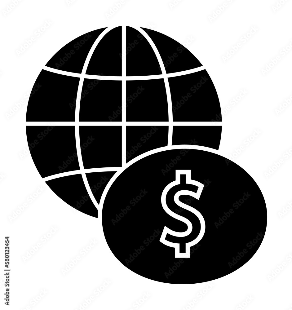 Aufkleber global dollar icon. simple business intention icons for ui and ux, website or mobile application on 