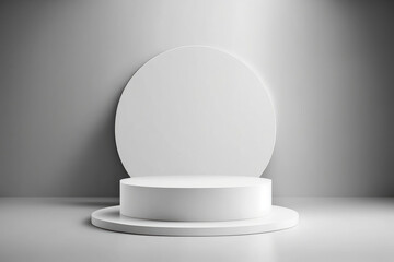 Cylinder podiums on white background. Abstract pedestal scene with geometrical. Generative AI