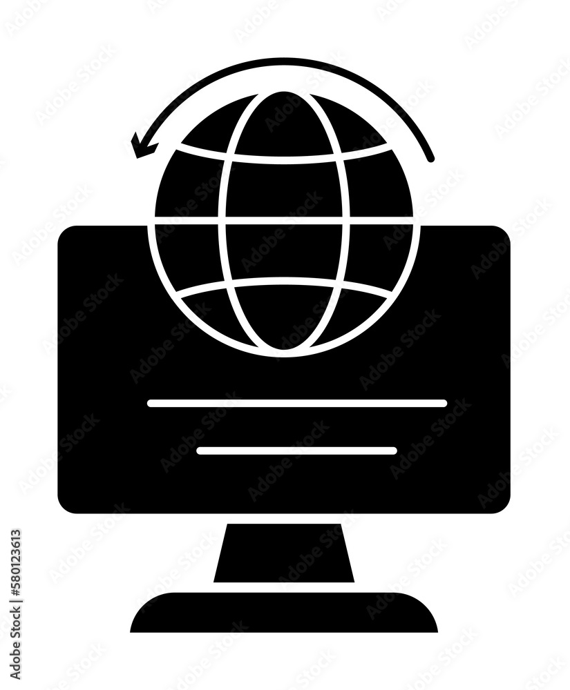 Poster global computer icon. simple business intention icons for ui and ux, website or mobile application o