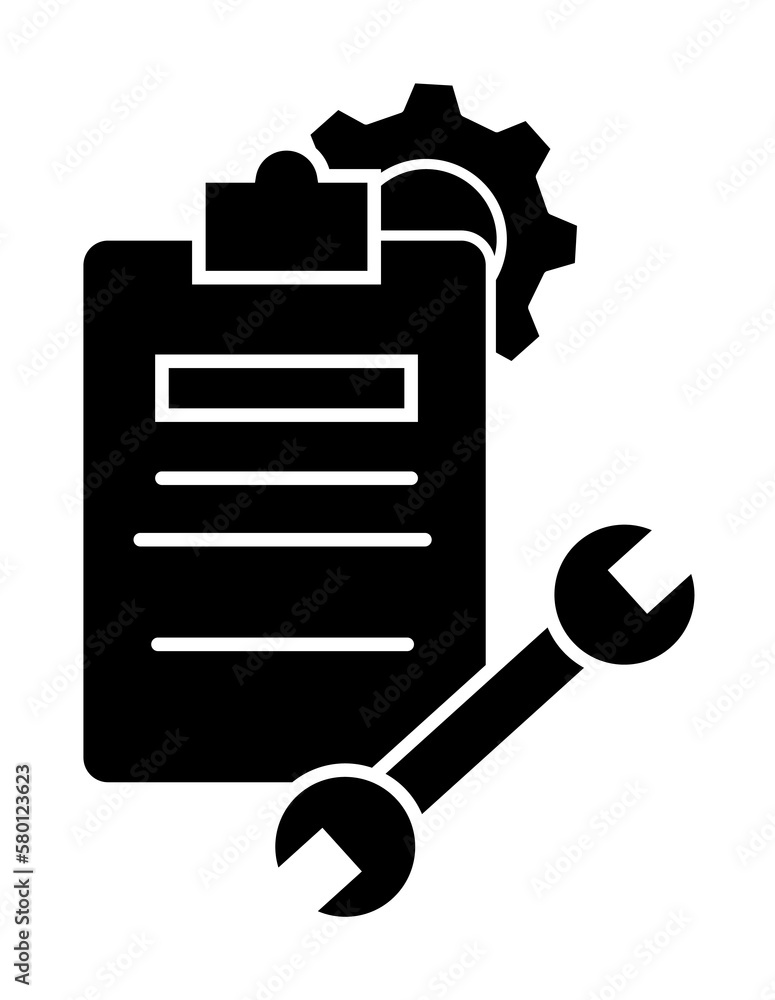 Aufkleber document gear work icon. simple business intention icons for ui and ux, website or mobile applicatio