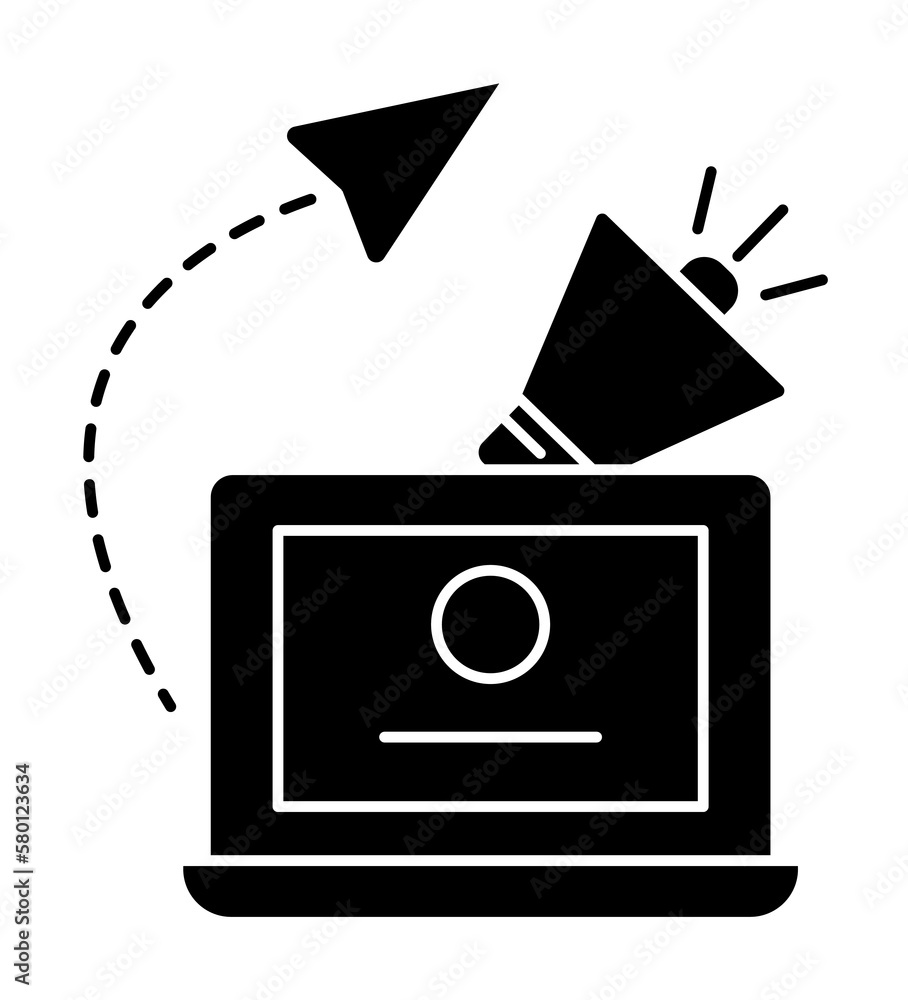 Poster computer megaphone icon. simple business intention icons for ui and ux, website or mobile applicatio