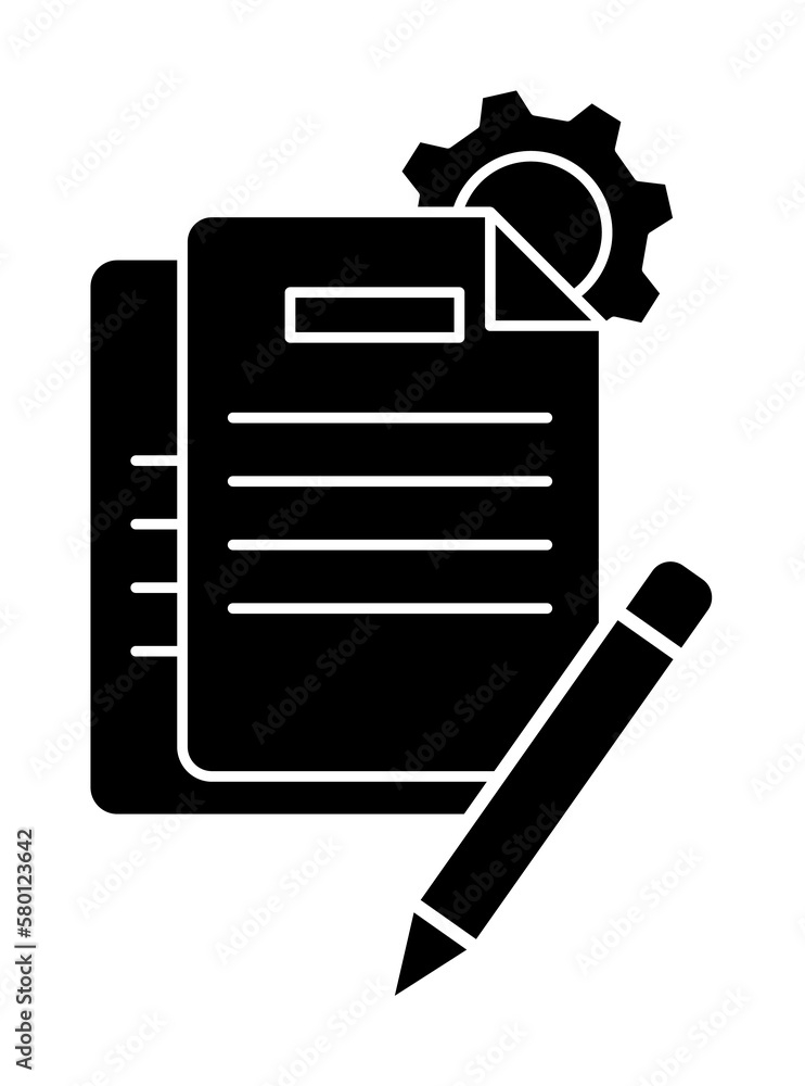 Poster document pen gear icon. simple business intention icons for ui and ux, website or mobile application