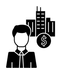Building dollar man icon. Simple business intention icons for ui and ux, website or mobile application on white background