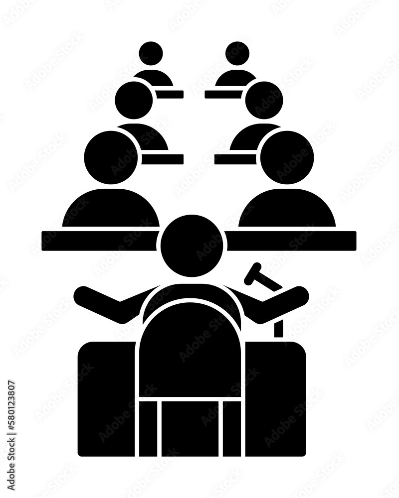 Poster table trainer microphone icon. simple business indoctrination icons for ui and ux, website or mobile