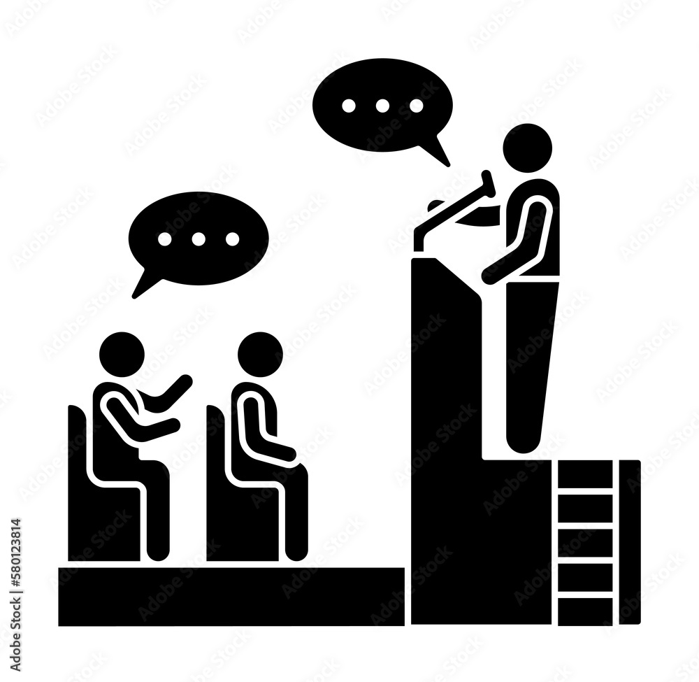 Poster trainer questions chat bubbles icon. simple business indoctrination icons for ui and ux, website or 