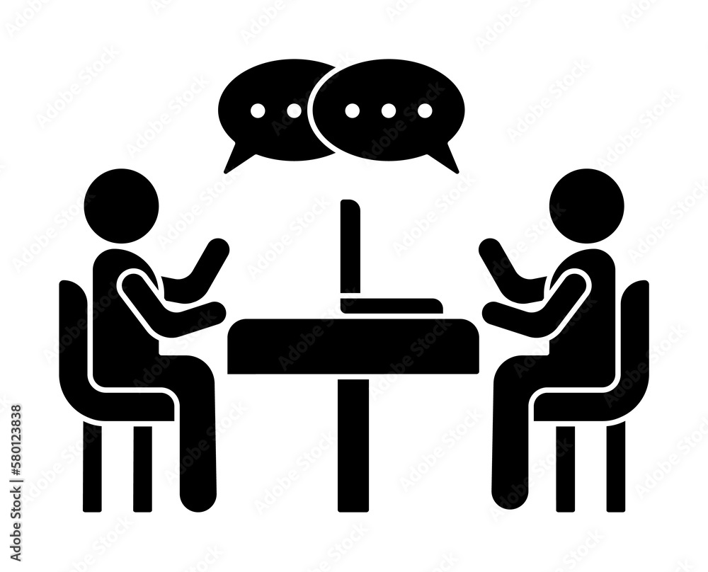 Poster bubbles questions laptop trainer icon. simple business indoctrination icons for ui and ux, website o