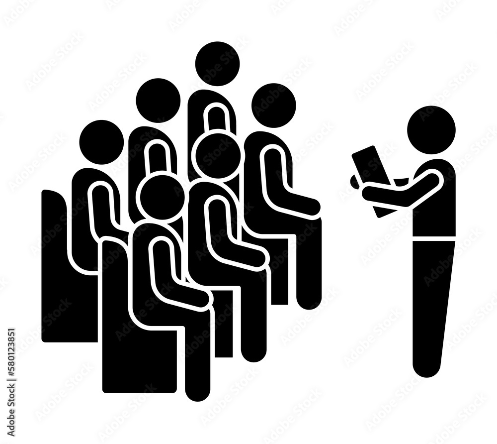 Poster trainer notebook sitting icon. simple business indoctrination icons for ui and ux, website or mobile