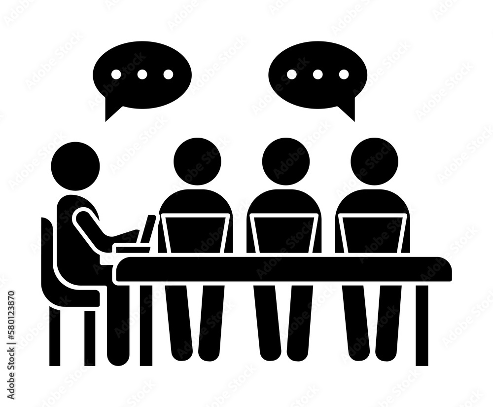 Poster table bubble laptops trainer icon. simple business indoctrination icons for ui and ux, website or mo