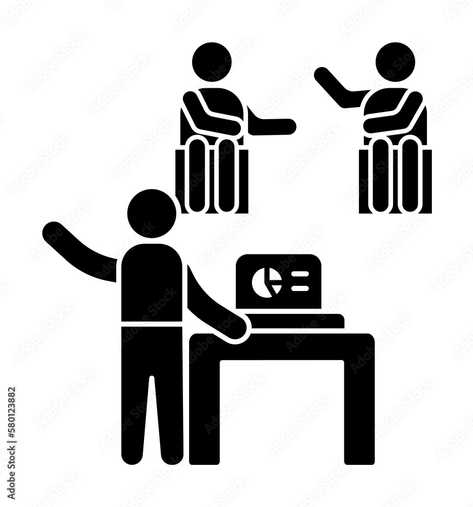Poster desk laptop trainer chart icon. simple business indoctrination icons for ui and ux, website or mobil