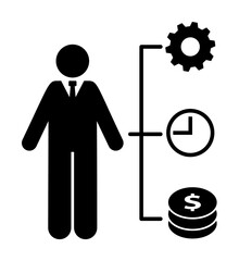 Money, time, universal, businessman icon. Element of businessman icon. Premium quality graphic design icon. Signs and symbols collection icon for websites, web design, mobile app on white background