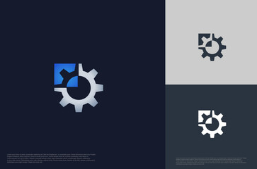 gear technology industry machine concept logo Template Design Vector