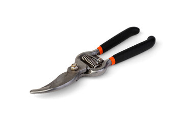A garden bypass pruner on a white background.