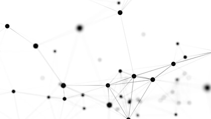 The distribution of triangular shapes in space. Network connection structure. Big data digital background. 3D rendering.