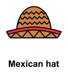 Mexican hat icon. Element of Cinco de Mayo color icon. Premium quality graphic design icon. Signs and symbols collection icon for websites, web design, mobile app on white background