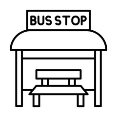 Bus stop, bench icon. Simple line, outline elements of city for ui and ux, website or mobile application on white background