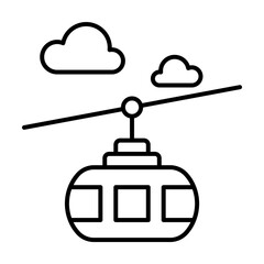 Ski lift, cloud icon. Simple line, outline elements of city for ui and ux, website or mobile application on white background