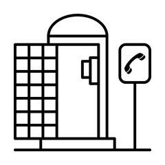 Phone booth, phone sign icon. Simple line, outline elements of city for ui and ux, website or mobile application on white background