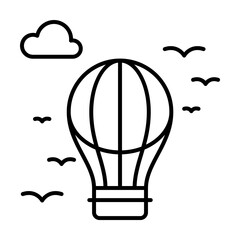 Air balloon, birds, cloud icon. Simple line, outline elements of city for ui and ux, website or mobile application on white background