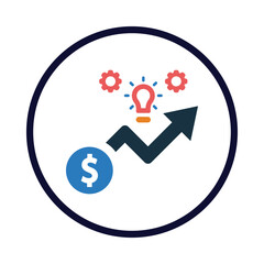 fund, money, grow, idea, bulb, management, gear, money grow idea management icon