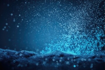 Falling abstract background dusky of bokeh full frame creativity of blue droplet from spray water dot. Abstract of blue dot pouring dusky. Finest generative AI. - obrazy, fototapety, plakaty