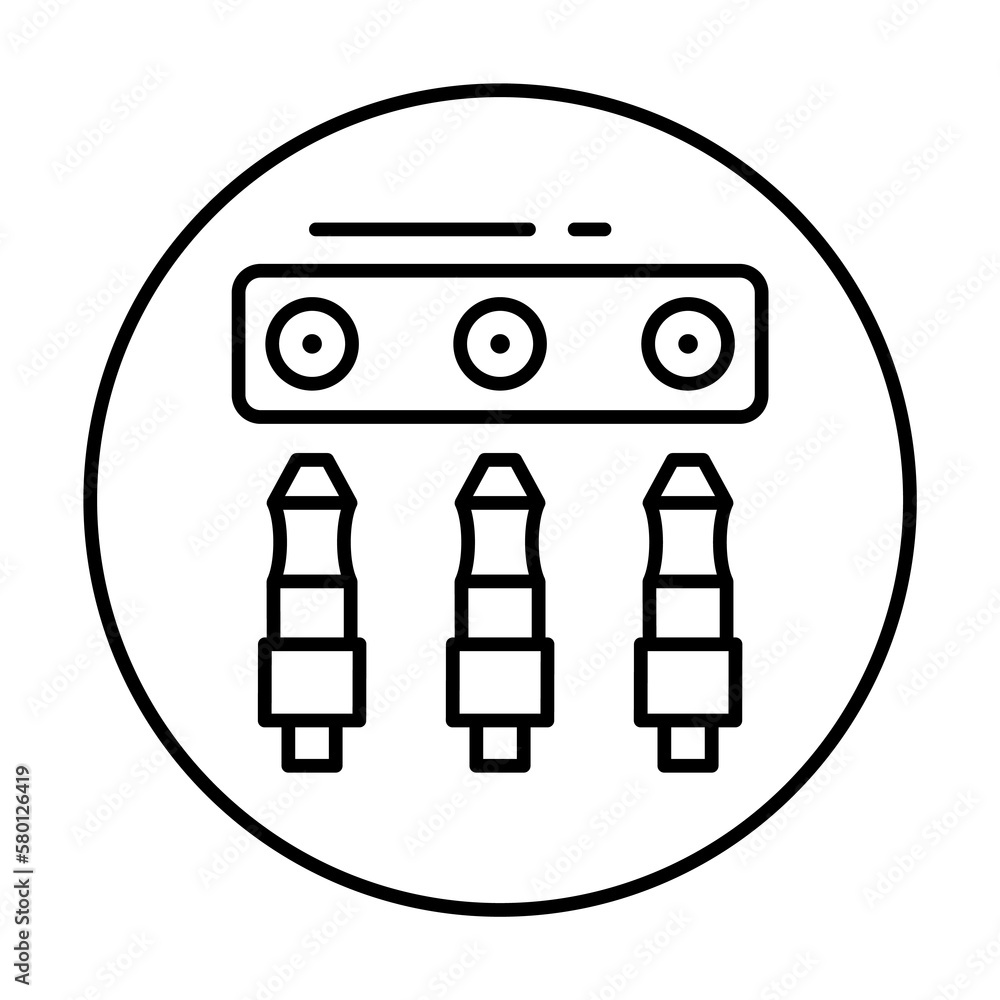 Aufkleber jack connector, three icon. simple line, outline elements of connectors and cables icons for ui and 